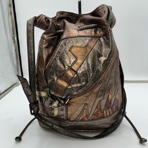 Paris Handbags New York Vintage Multiple Metallic Patchwork Bucket Bag